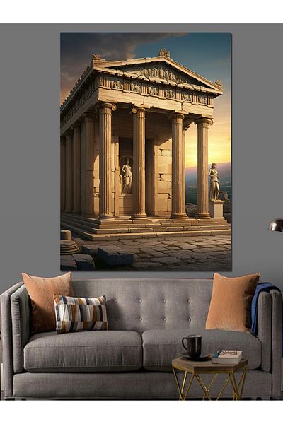 Tablomega Ancient Greek Temple Landscape Decorative Canvas - Mdf Wooden Painting