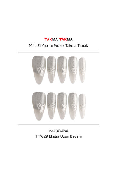 Takma Takma M Beden 10'lu Beyaz Uzun Badem TT1029 Tekrar Kullanılabilir Prote...