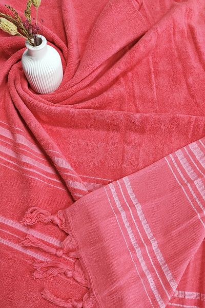 Sevim 90x170 Cm Single Sided Coral Colored Cotton Towel Peshtemal