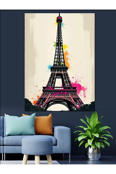 Tablomega Decorative Canvas of Eiffel's Colorful Face - Mdf Wooden Painting