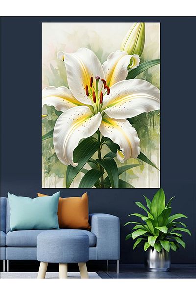 Tablomega The Purity of Lilies Decorative Canvas - Mdf Wooden Painting