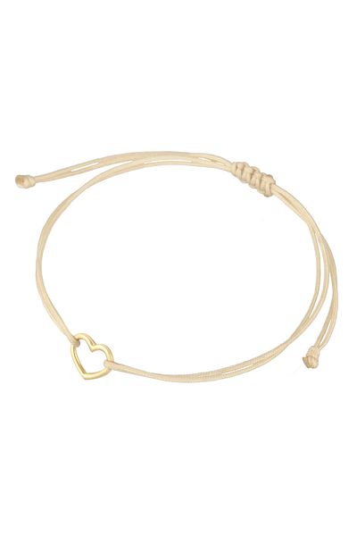 ELLI Armband aus 925er-Sterlingsilber für Damen – Herz-Liebes-Textilband, vergoldet