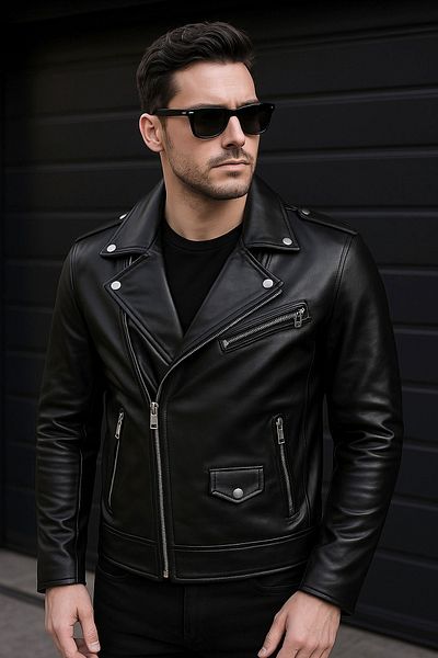 gm giyimarket Slim Fit férfi bőrdzseki