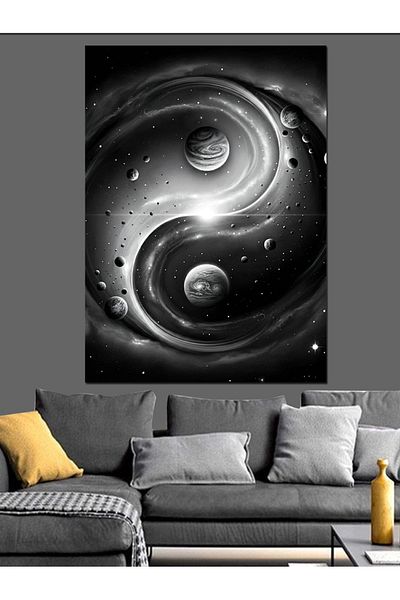 Tablomega Yin Yang and Cosmos Decorative Canvas - Mdf Wooden Painting
