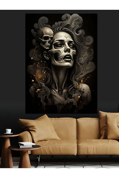 Tablomega Shadow And Skull Figure Decorative Canvas - Mdf Wood Art Print