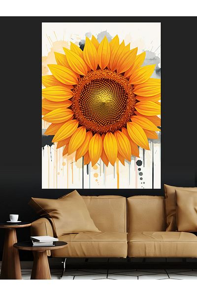 Tablomega Sun's Pupil Sunflower Decorative Canvas - Mdf Wooden Painting
