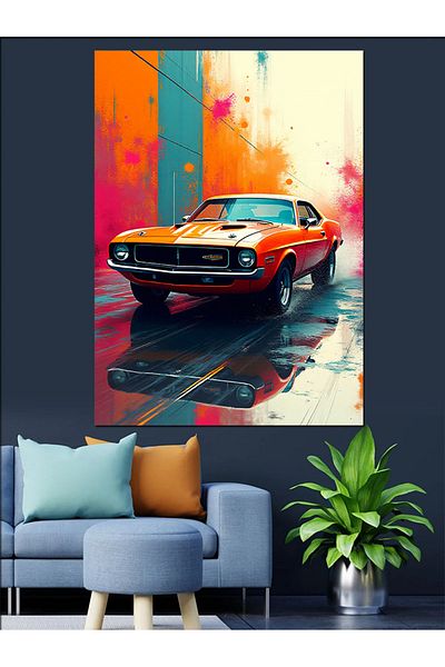 Tablomega Retro Car Passion Decorative Canvas - Mdf Wooden Painting