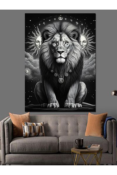 Tablomega Majestic Lion Decorative Canvas - Mdf Wooden Painting