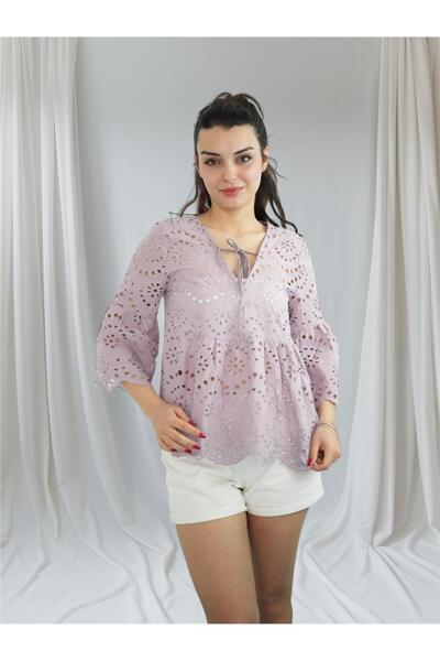 Miss Boheme Mor Brode Detaylı Bluz