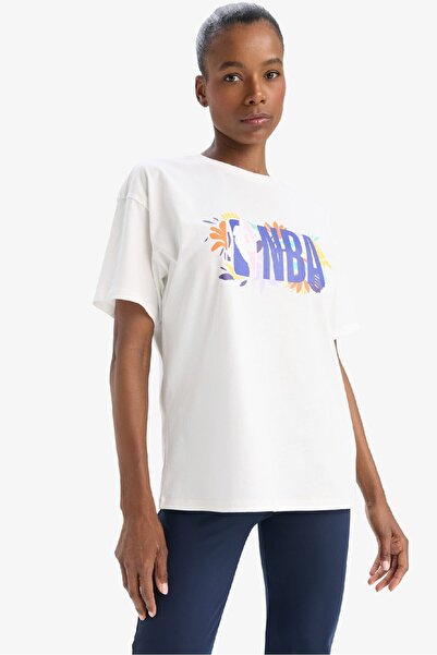 DeFacto Nba Wordmark Oversize Fit, Crew Neck and Light T-Shirt A1328Ax25Sm