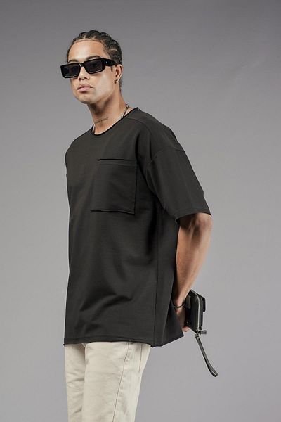 king brich Μπλουζάκι με μονό τσεπάκι Dirty Collar Oversize Fit