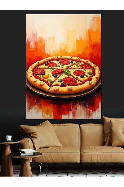 Tablomega Delicious Pizza Time Decorative Canvas - Mdf Wooden Painting