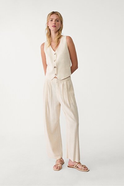 Stradivarius Linen blend buttoned waistcoat