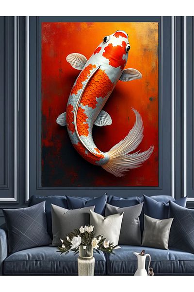 Tablomega Pânză decorativă cu pește Koi japonez - Lemn MDF