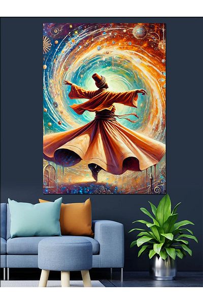 Tablomega Mevlevi Dervish's Cycle Decorative Canvas - Mdf Wooden Painting