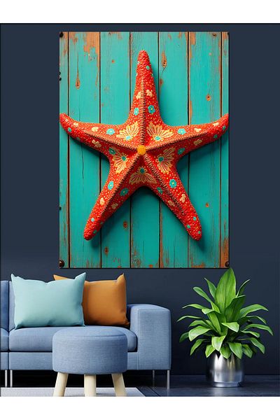 Tablomega Starfish in Wood Decorative Canvas - Mdf Wood Table