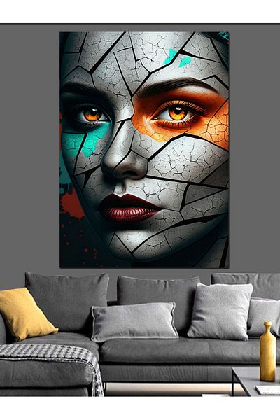 Tablomega Mosaic Style Face Decorative Canvas - Mdf Wooden Painting