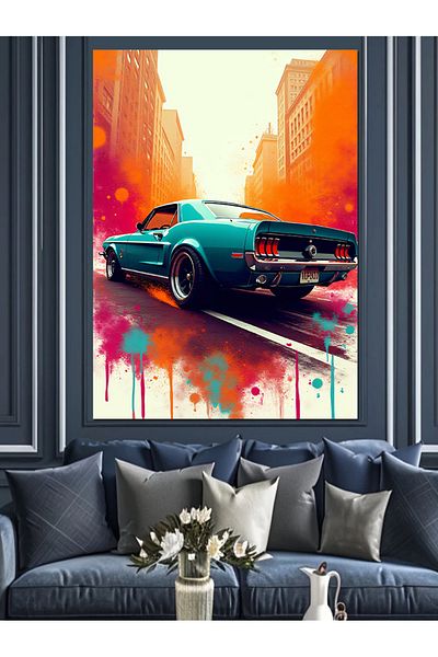 Tablomega Street Classic Car Decorative Canvas - Mdf Wooden Painting