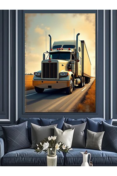 Tablomega Pânză decorativă Fast Truck pe autostradă - Pictură din lemn MDF