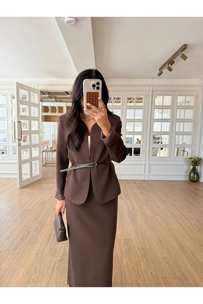 My Blog Παλτό με Pencil Φούστα Bitter Brown Elvira - 8661