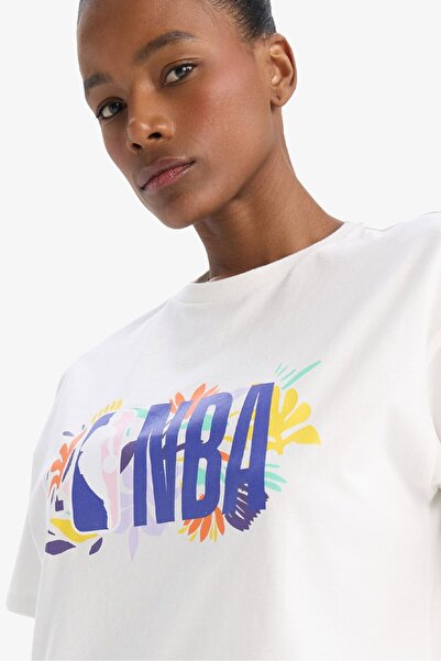 DeFacto Nba Wordmark Oversize Fit, Crew Neck and Light T-Shirt A1328Ax25Sm