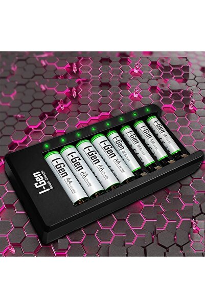 I Gen I-Gen G879 8'li Pil Şarj Aleti + 4 Adet AA 2700 mAh + 4 Adet AAA 900 mA...