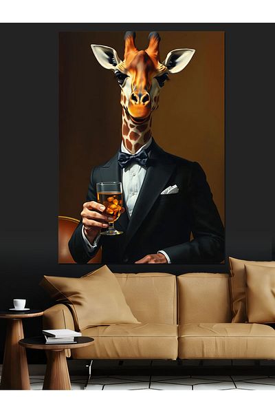 Tablomega Pânză decorativă Elegant Giraffe Man - Lemn MDF