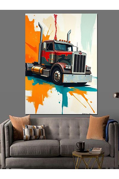Tablomega The Power of the Red Truck Decorative Canvas - Mdf Wooden Painting