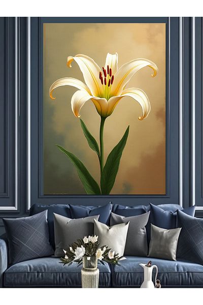 Tablomega The Simplicity of White Lily Decorative Canvas - Mdf Wooden Painting
