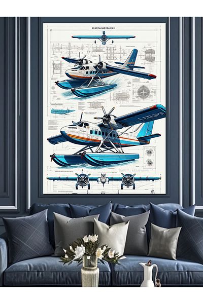 Tablomega Airborne Sea Transport Decorative Canvas - Mdf Wooden Painting