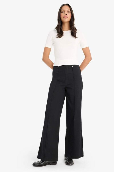 DeFacto Wide Leg Gabardine Fabric Palazzo Trousers with Pockets High Waist Wide Leg F1649Ax25Sp