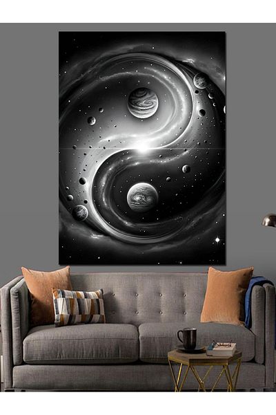 Tablomega Yin Yang and Cosmos Decorative Canvas - Mdf Wooden Painting