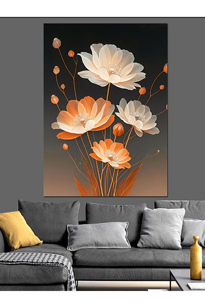 Tablomega Dance of Orange Flowers Decorative Canvas - Mdf Wooden Painting