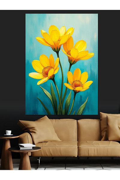 Tablomega The Radiance of Yellow Flowers Decorative Canvas - Mdf Wooden Painting