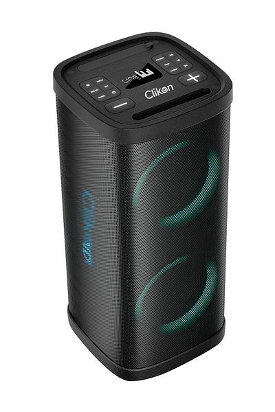 CLIKON Boombox Trolley Speaker, Bluetooth, FM, USB/SD/TF, Remote, Light Show, Rechargeable