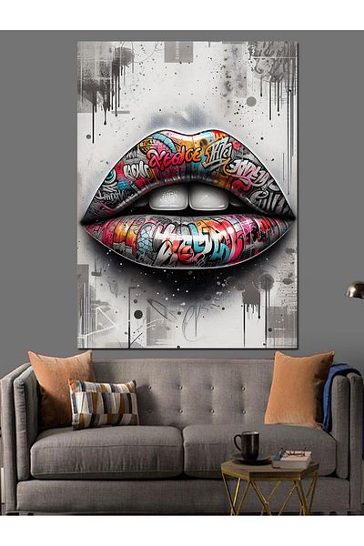 Tablomega Graffiti Lip Art Decorative Canvas - Mdf Wooden Painting