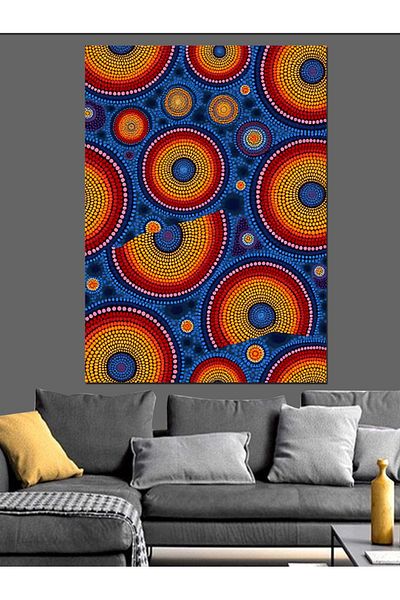 Tablomega Colorful Circle Patterns Decorative Canvas - Mdf Wooden Table