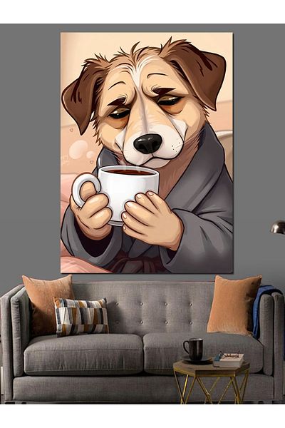 Tablomega Tired Dog Resting Decorative Canvas - Mdf Wooden Painting
