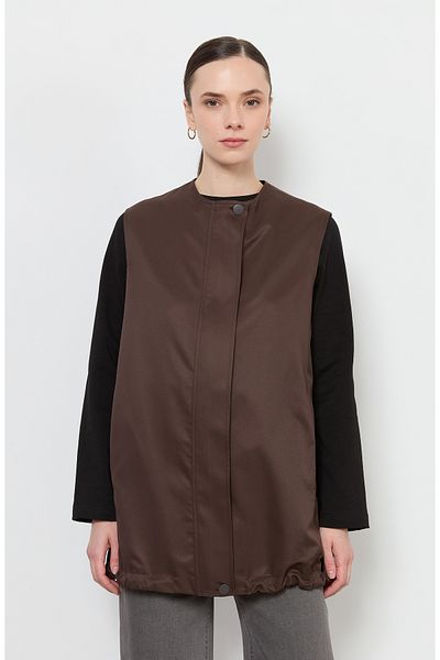 Fatma Atasoy Gathered Bitter Brown Trench Vest