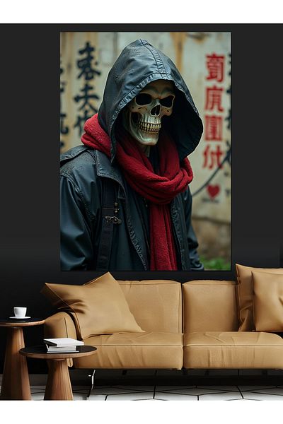 Tablomega Hooded Skeleton in the Dark Decorative Canvas - Mdf Wood Painting