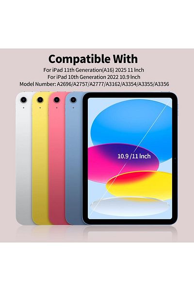 AWH iPad 11th/10th Gen Case, 10.9", Pencil Holder, Clear Hard Back, Trifold Stand, Gray, Auto Wake