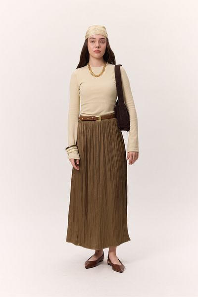 Manuka Crush Satin Skirt (Soil)