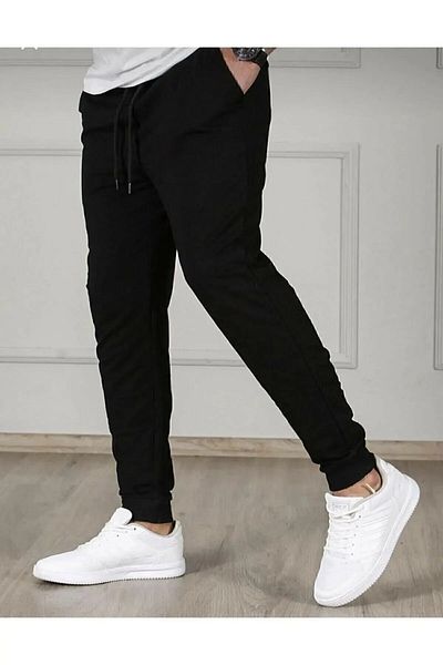 EXSPORT Μαύρη ανδρική αθλητική φόρμα Jogger Slim Fit Bottom