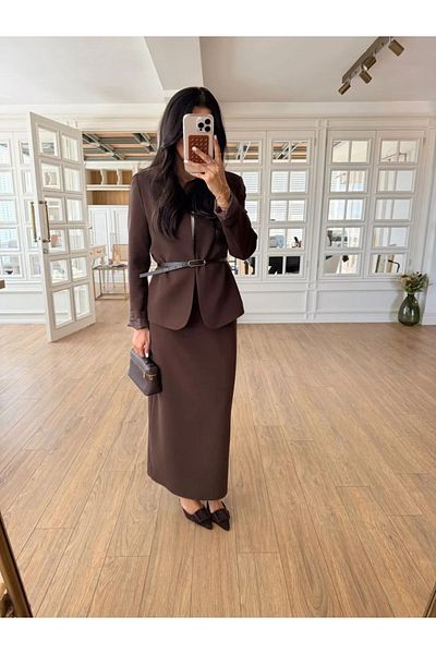 My Blog Παλτό με Pencil Φούστα Bitter Brown Elvira - 8661