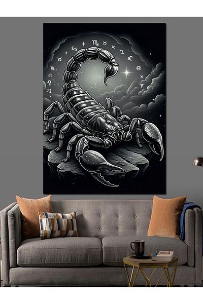 Tablomega Black Scorpion and Stars Decorative Canvas - Mdf Wooden Painting