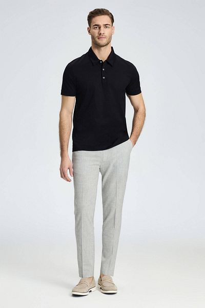 Hemington Mercerized Cotton Black Polo Neck T-Shirt