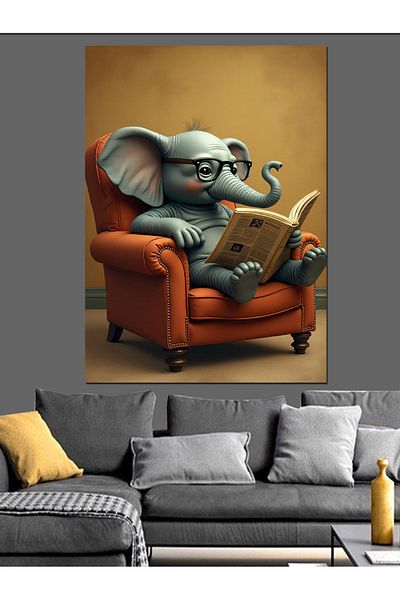 Tablomega Reading Elephant And Calmness Decorative Canvas - Mdf Wood Art Print