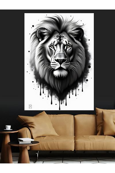 Tablomega Charisma of the Lion Decorative Canvas - Mdf Wooden Painting