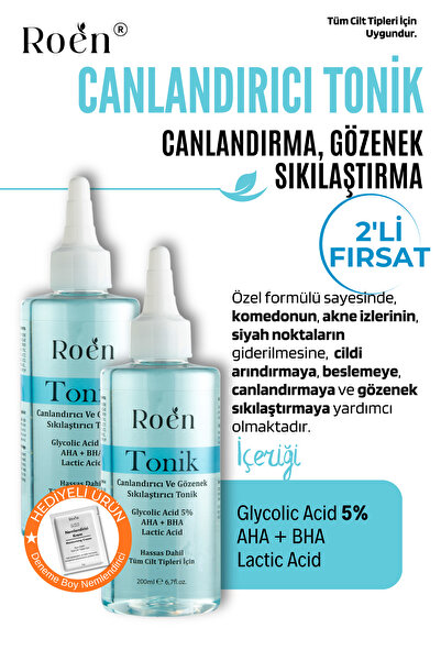 Roen Tonik, Komedon Karşıtı, Gözenek Sıkılaştırıcı, Aha, Bha, Glikolik Asit %...