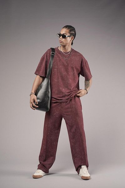 king brich Washed Oversize Cut Bottom Top Set